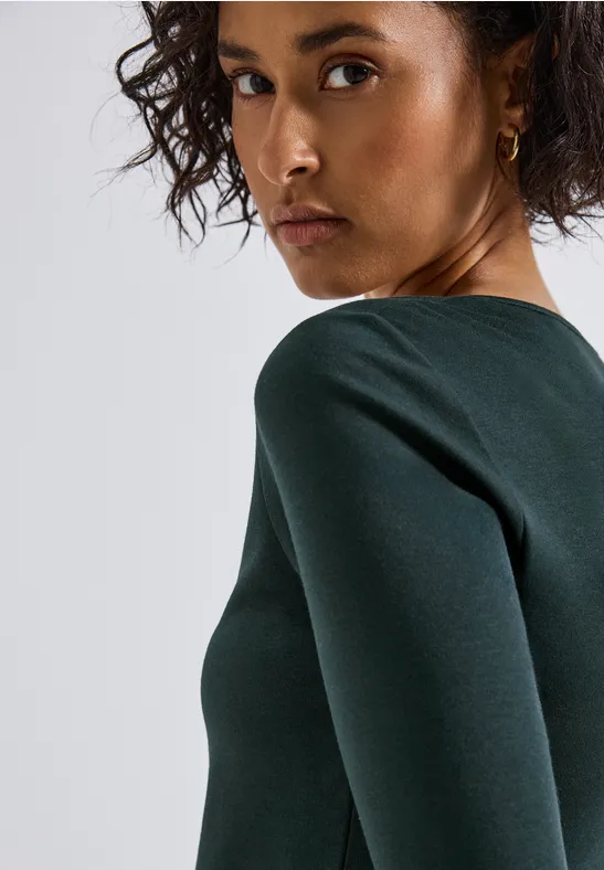 T-shirt basique à manches 3/4 evernight green