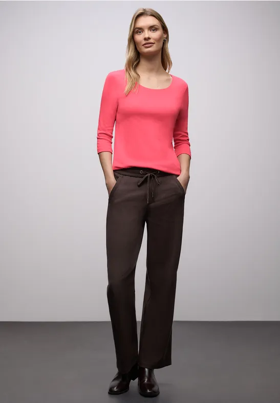 Basic T-Shirt mit 3/4 Arm striking coral