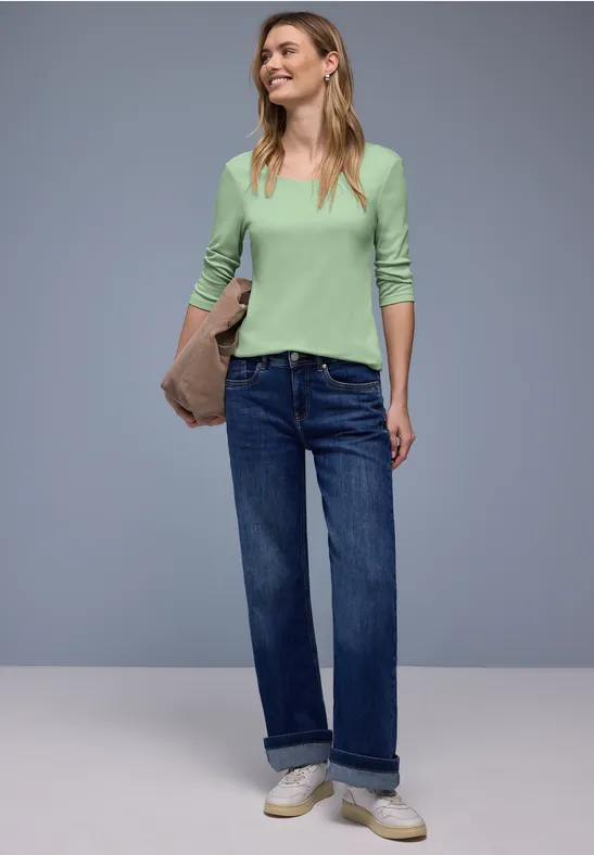 Basic T-Shirt mit 3/4 Arm pale mint green