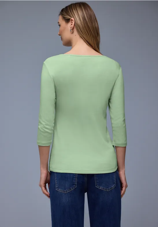 Basic T-Shirt mit 3/4 Arm pale mint green