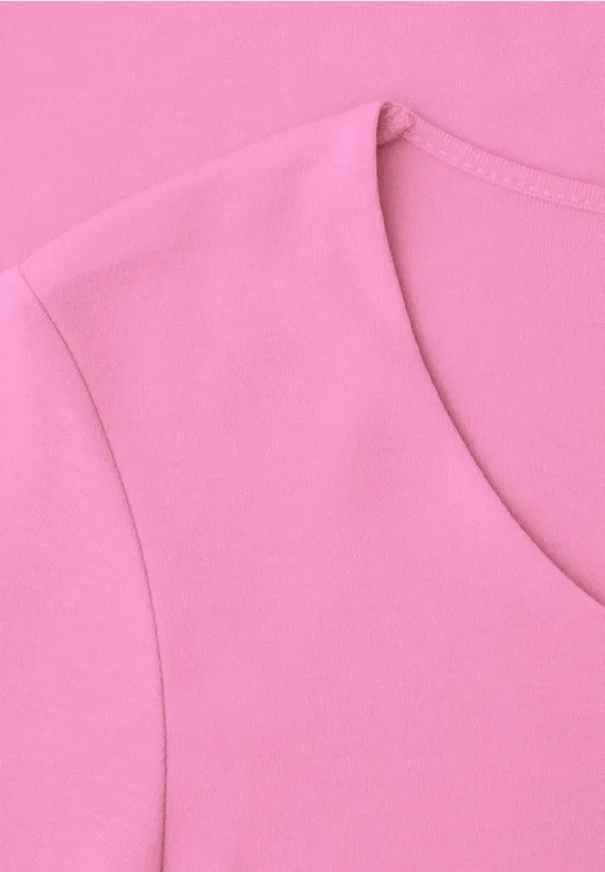 Basic T-Shirt mit 3/4 Arm ibis rose