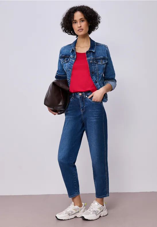 Basic T-Shirt mit 3/4 Arm salsa red