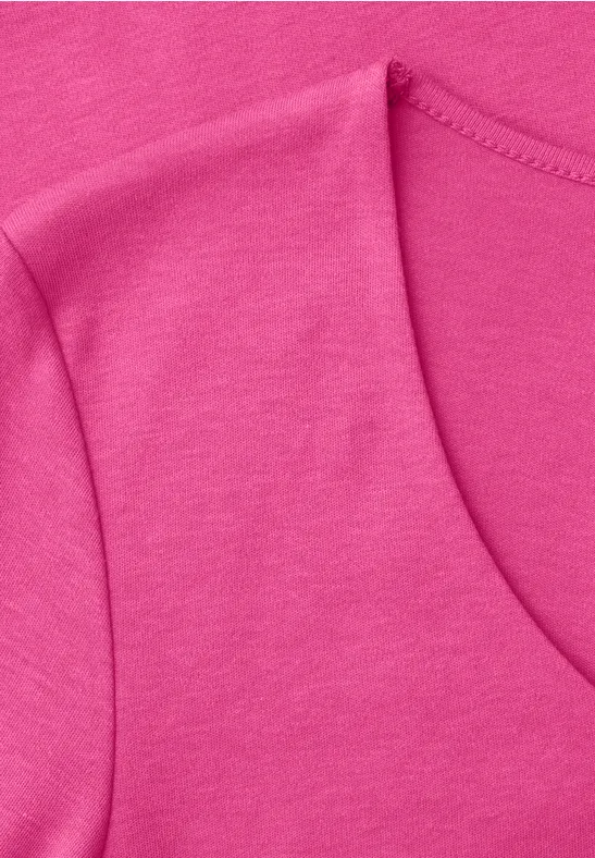 Basic Shirt met V-hals in effen kleur magenta dream