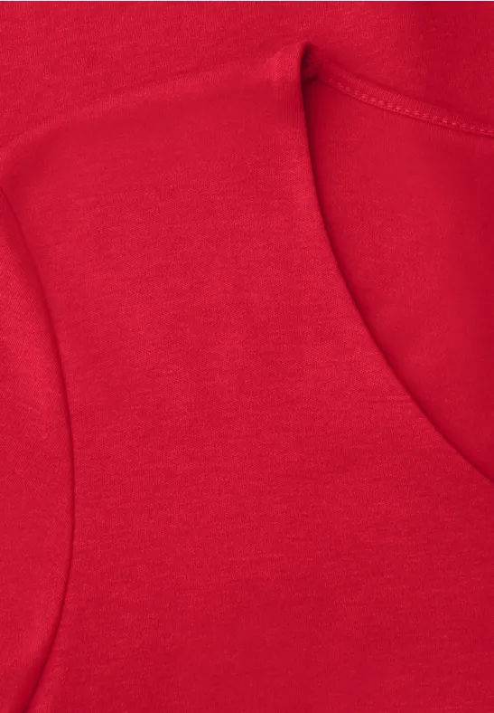 Basic Shirt met V-hals in effen kleur salsa red