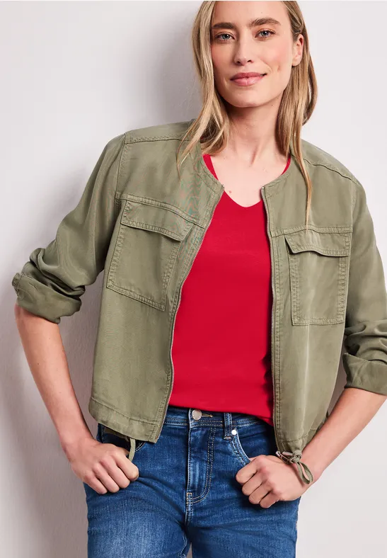 Basic Shirt met V-hals in effen kleur salsa red