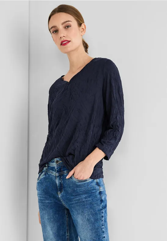 Chemise Rayée Street One Pour Femme – Lin Léger, Manches Longues, Poches Poitrine, Look Décontracté