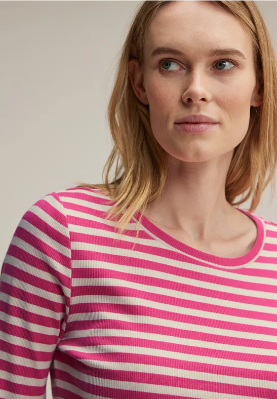 STREET ONE T shirt Ray Pour Femmes En Pink Beige STREET ONE STREET ONE T shirt Ray Pour Femmes En Pink Beige STREET ONE