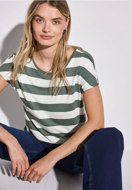 Koton T-Shirt Basic A Righe Donna – Girocollo Maniche Corte – 65% Poliestere 35% Viscosa – Taglia S – Nero Righe