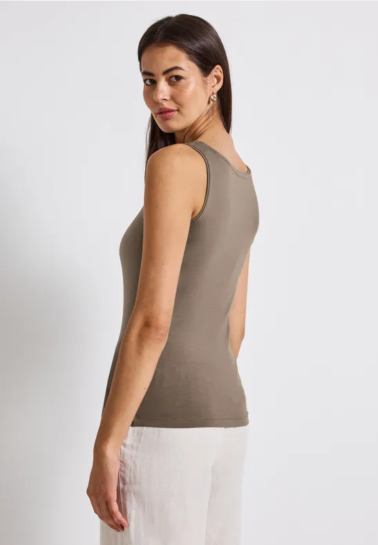 Basic Top in Unifarbe dark tumbled beige