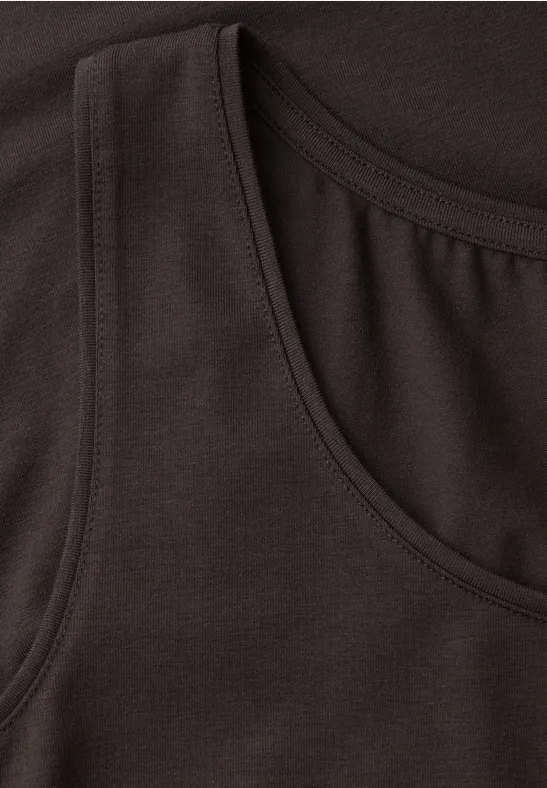 Top basique à col rond en couleur unie espresso brown