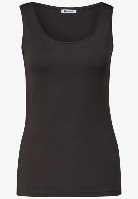 Effen zwart tanktop met ronde hals