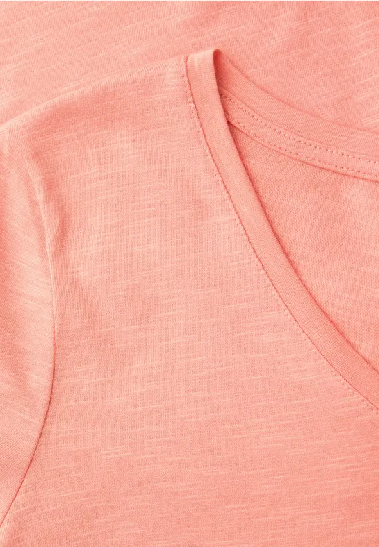 Basic Shirt met V-hals in effen kleur light apricot