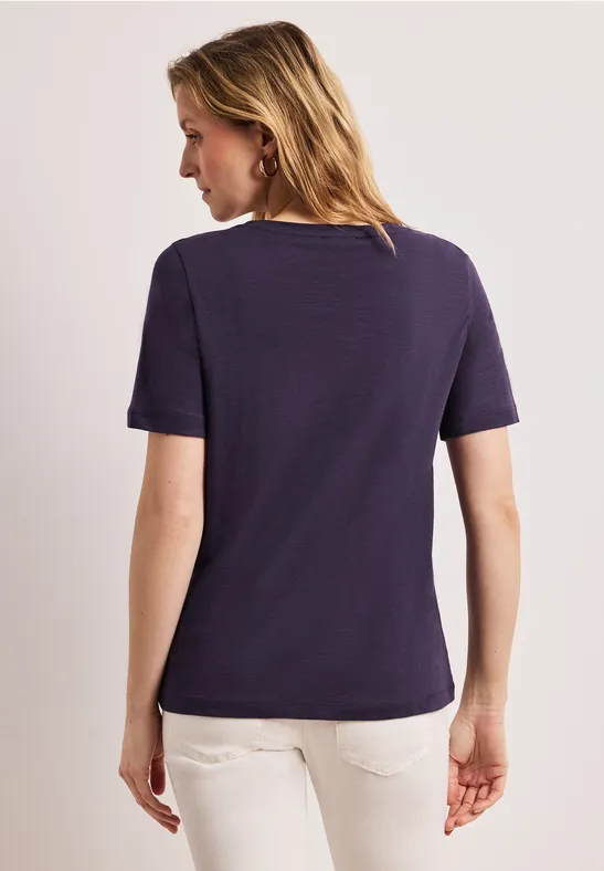 Basic Shirt met V-hals in effen kleur mystic purple