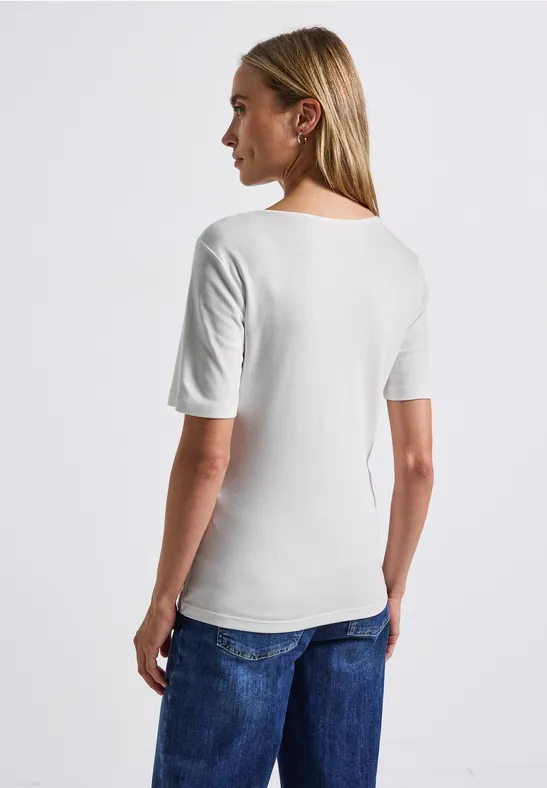 Shirt met hartvormige halslijn off white