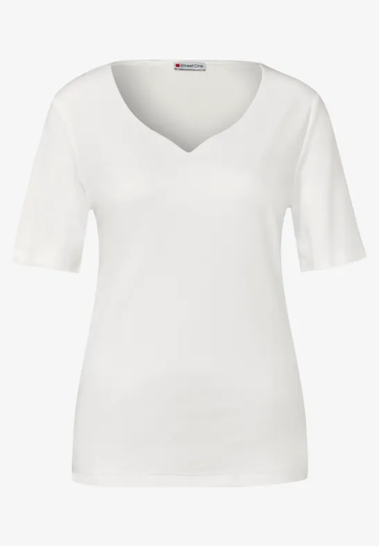 Shirt met hartvormige halslijn off white