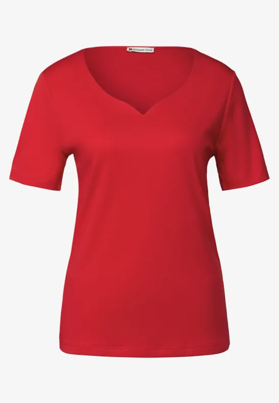T-shirt avec encolure en cœur racing red