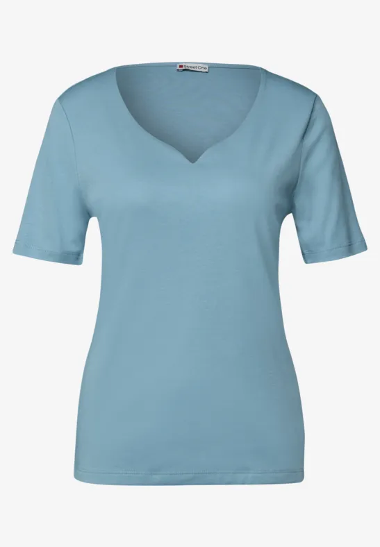 T-Shirt mit Herzausschnitt glacier blue