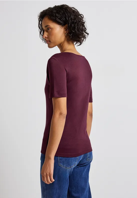 T-Shirt mit Herzausschnitt noble red