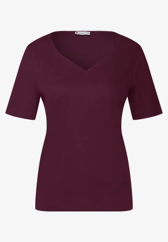 T-Shirt mit Herzausschnitt noble red