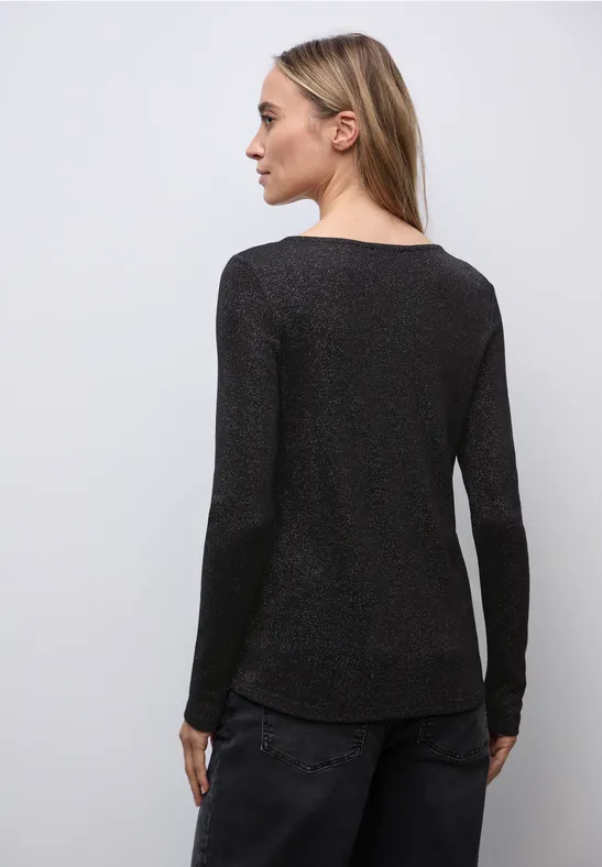 Glitzerndes Langarmshirt Black