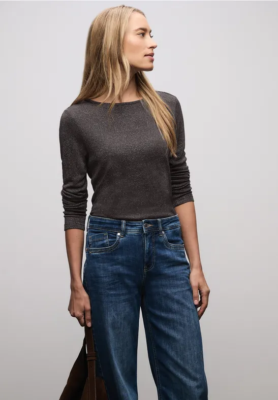 Glitzerndes Langarmshirt deep roast brown