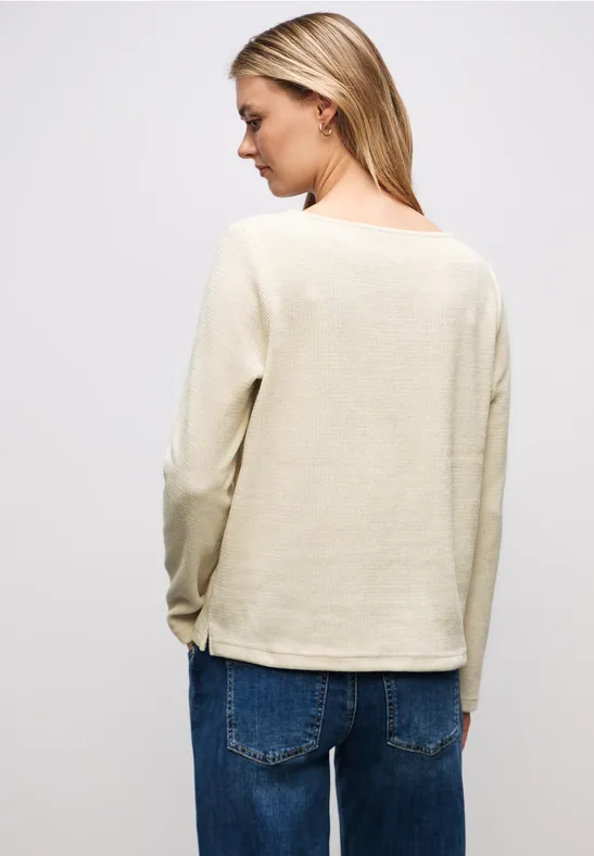 Shirt mit U-Boot-Ausschnitt soft beige