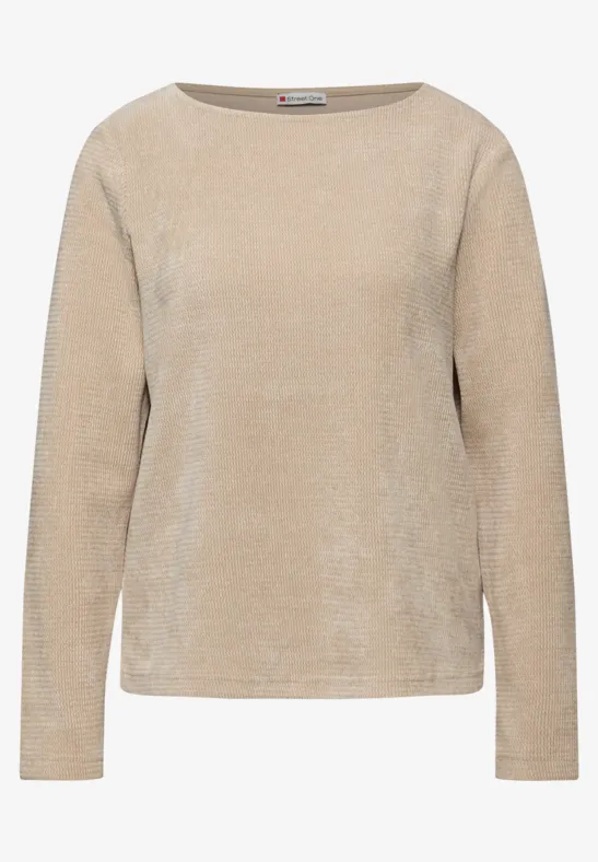 Shirt mit U-Boot-Ausschnitt sanded beige
