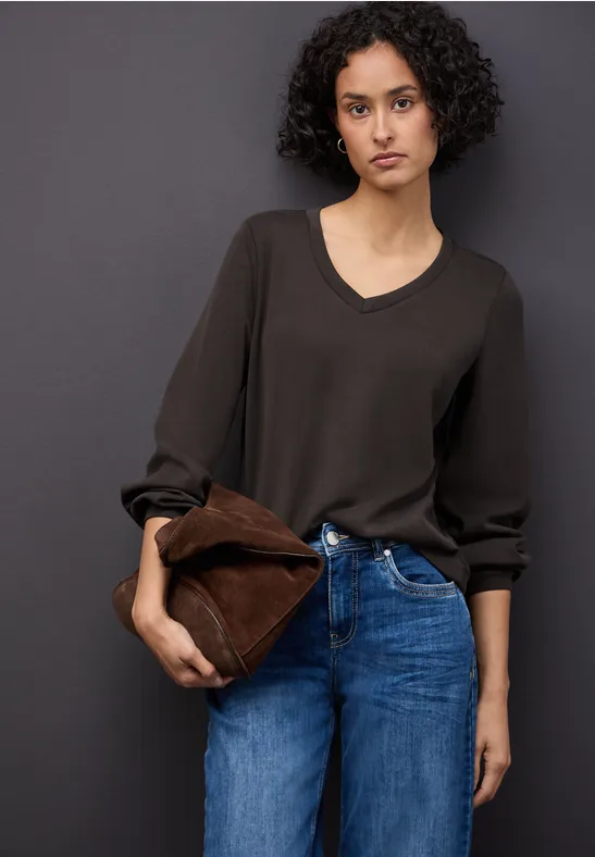 Silk-Look Shirt deep roast brown