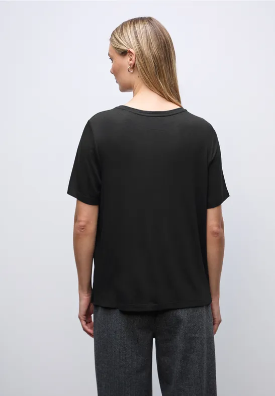 Shirt mit Chiffon-Detail Black