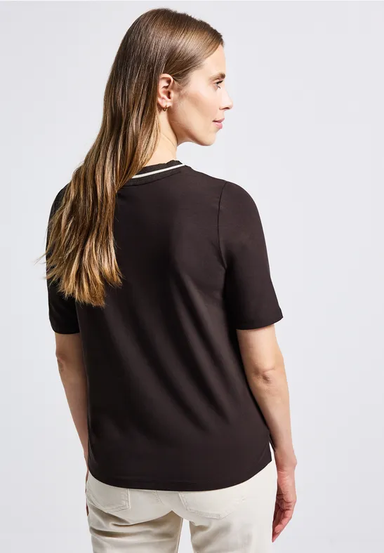 Shirt mit Rippdetail deep roast brown