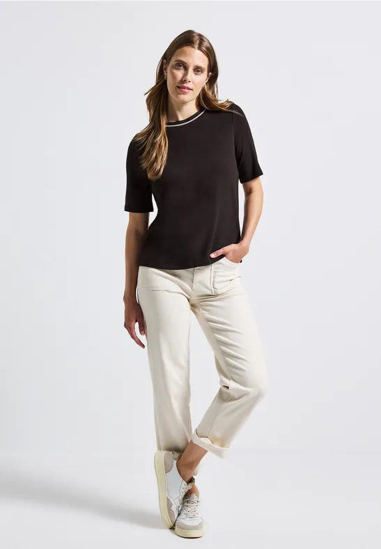 Shirt mit Rippdetail deep roast brown