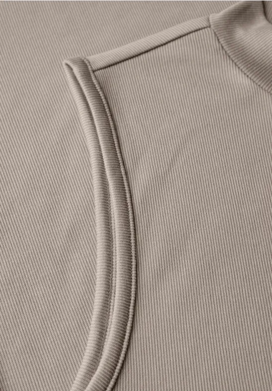 Silk-Look Rippstruktur-Top morning beige