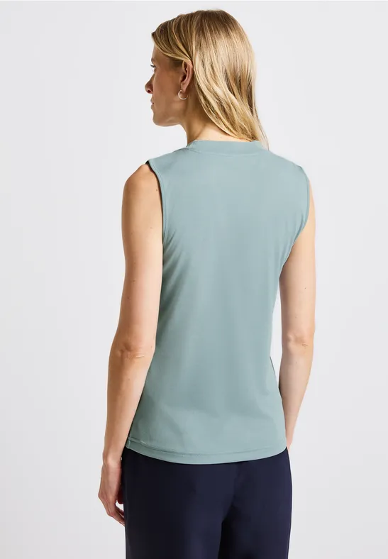 Silk-Look Rippstruktur-Top arona blue