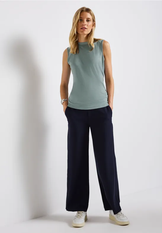 Silk-Look Rippstruktur-Top arona blue