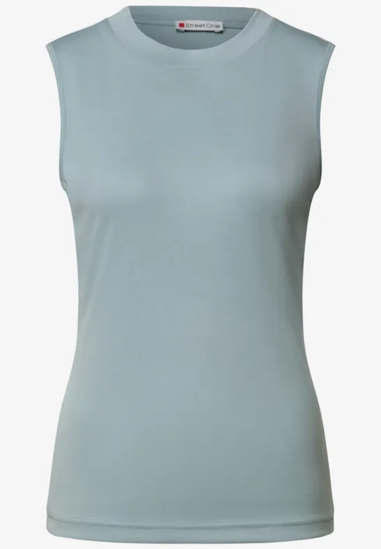 Silk-Look Rippstruktur-Top arona blue