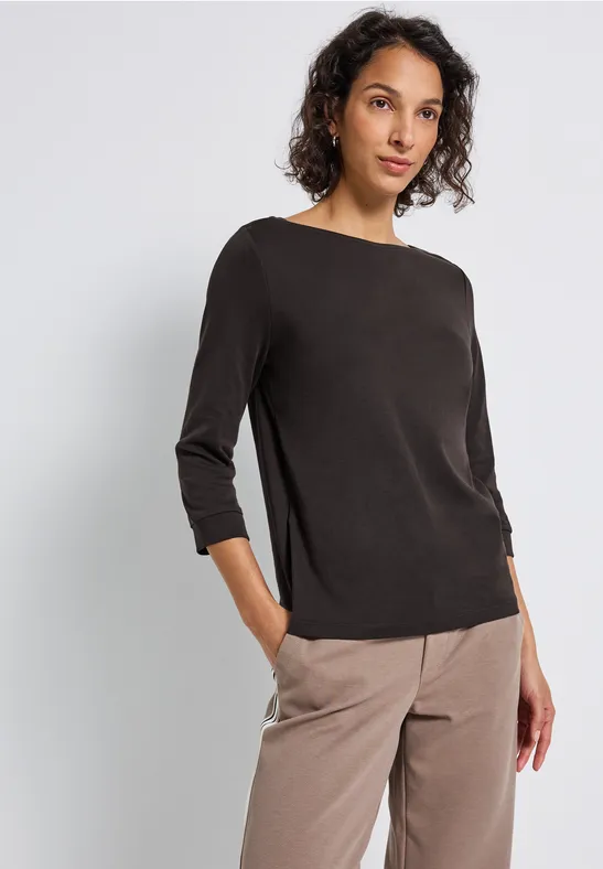 Basic onderzeeër shirt deep roast brown