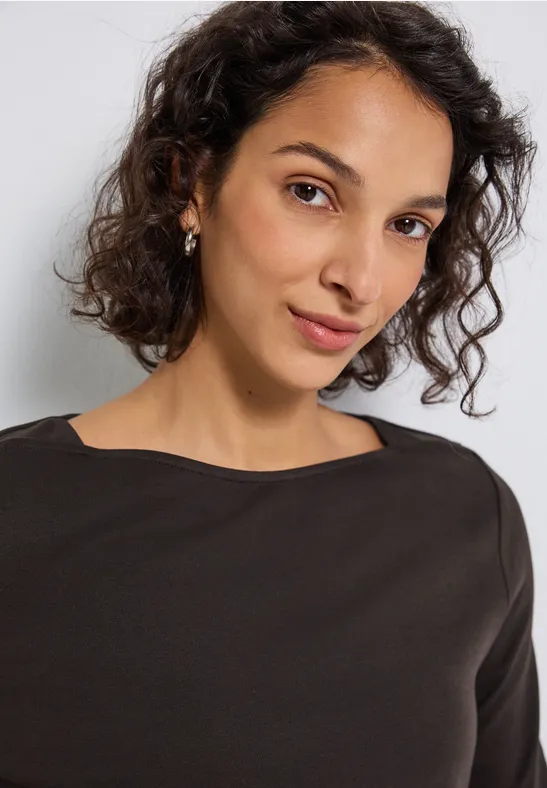 Basic onderzeeër shirt deep roast brown