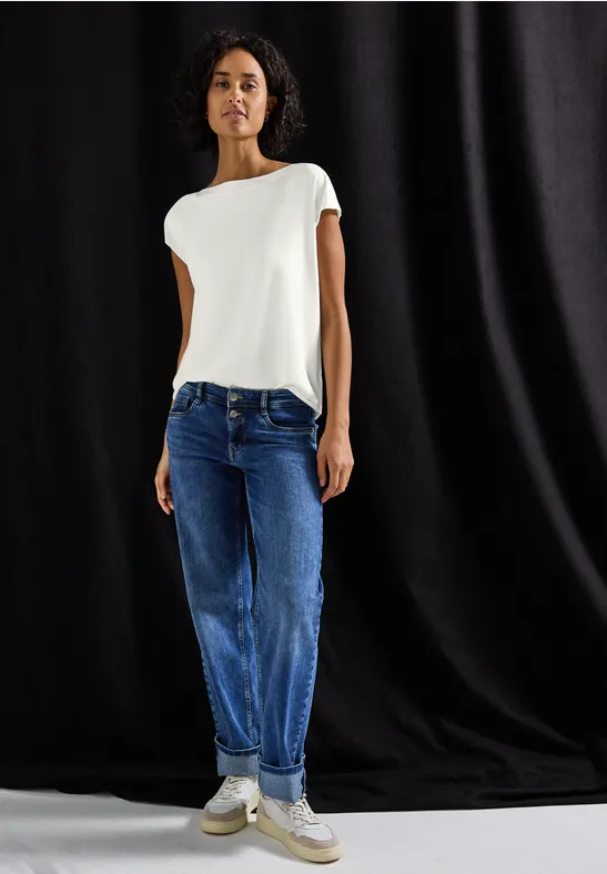 U-Boot Shirt mit Rippdetail off white