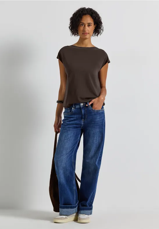 T-shirt U-Boot avec détail côtelé deep roast brown