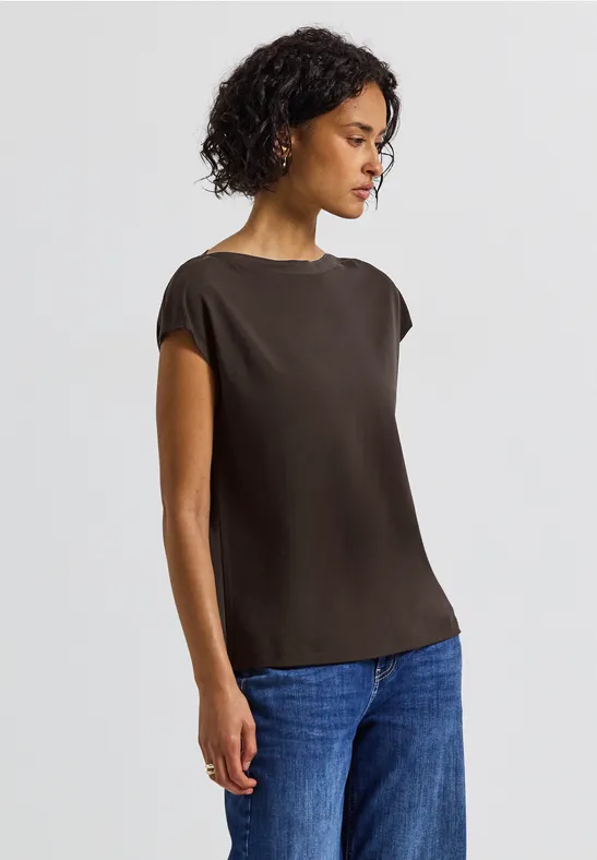 T-shirt U-Boot avec détail côtelé deep roast brown