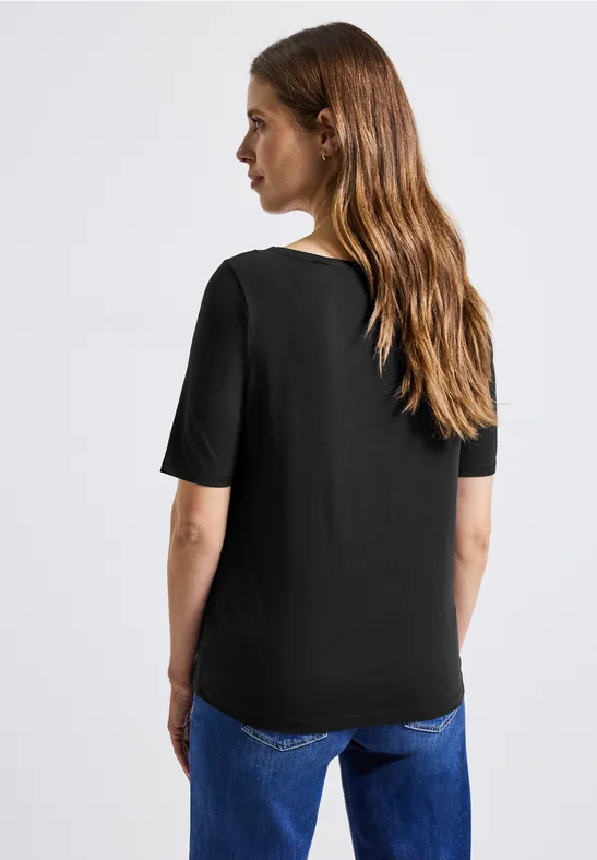 Shirt mit U-Boot-Ausschnitt Black