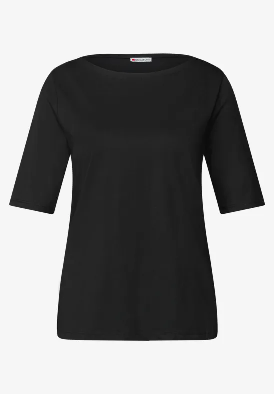 Shirt mit U-Boot-Ausschnitt Black