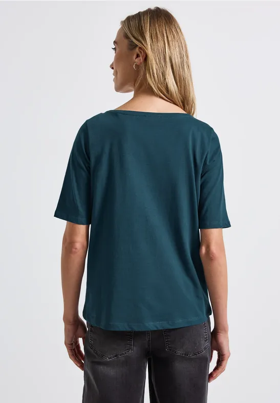 Shirt met boothals tide blue