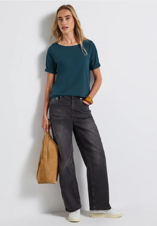 Shirt met boothals tide blue