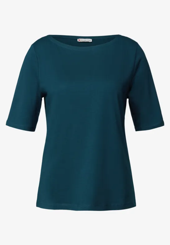 Shirt met boothals tide blue