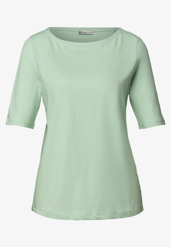 Shirt mit U-Boot-Ausschnitt serene green