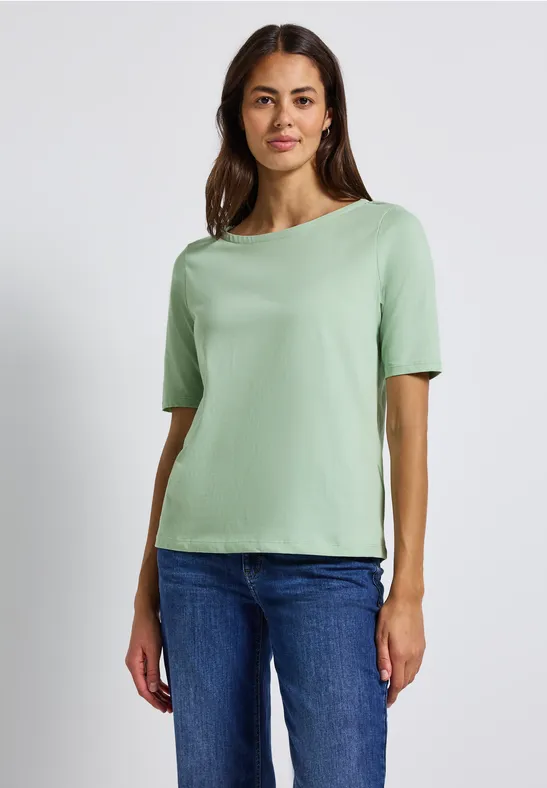 Shirt mit U-Boot-Ausschnitt serene green