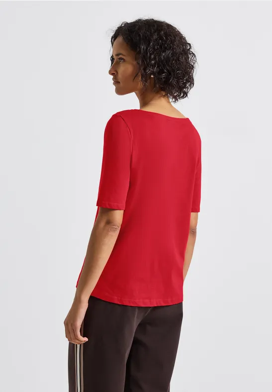 Shirt mit U-Boot-Ausschnitt racing red