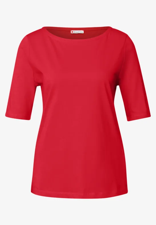 Shirt mit U-Boot-Ausschnitt racing red