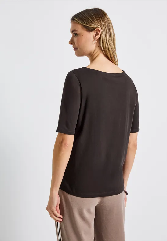 Shirt mit U-Boot-Ausschnitt deep roast brown